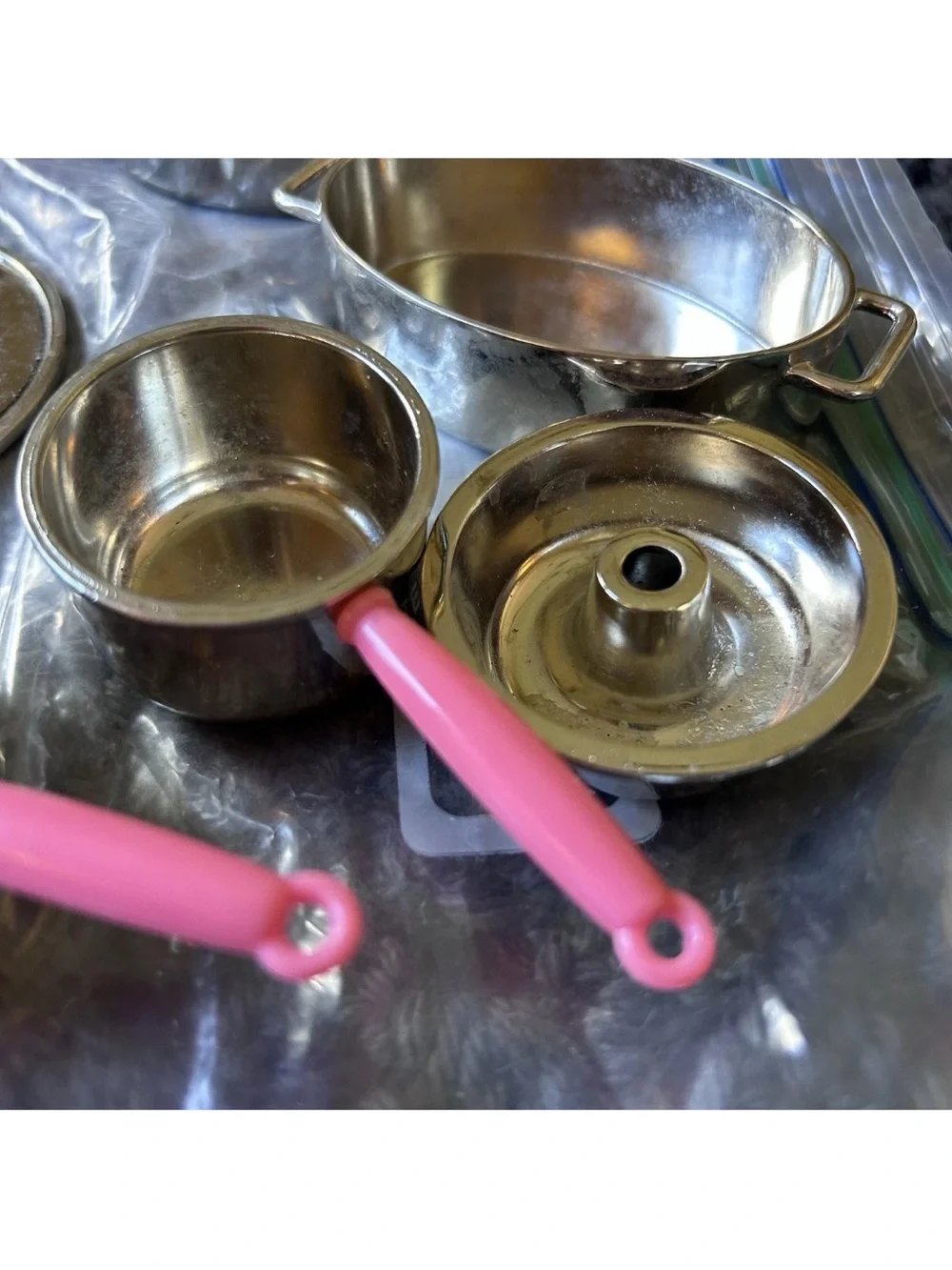 Tyco Kitchen Littles '96 Deluxe Cookware Set Pots Pans Roasters Metal for Barbie